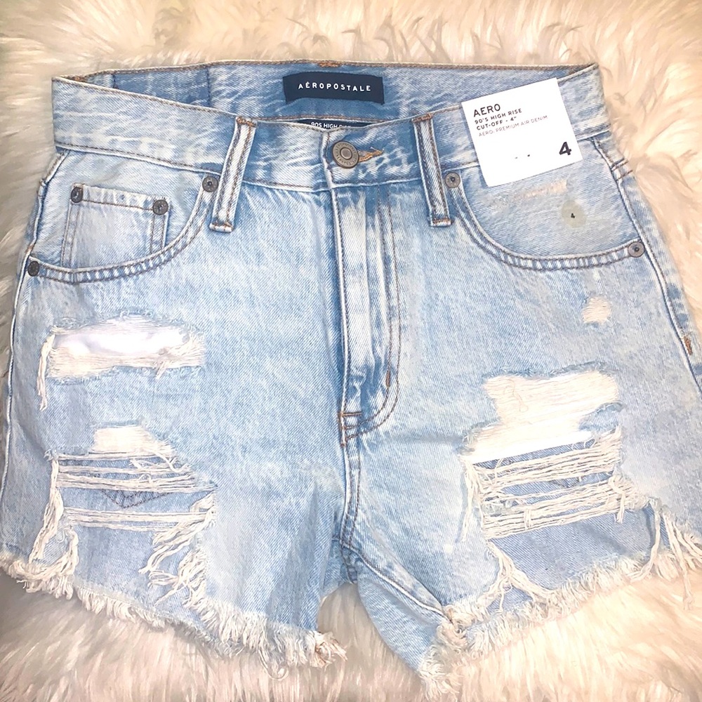 90s NWT High Rise Cheeky (4”) Distressed Shorts